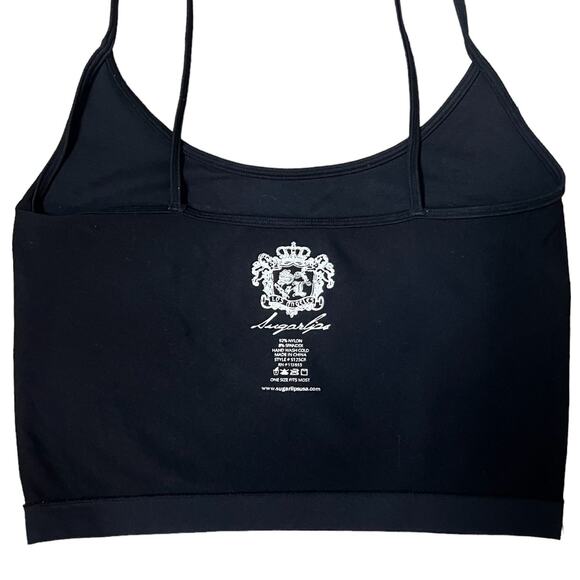 Sugarlips Spaghetti Straps Camisole Stretch Crop Top Pullover Shirt Black OS - Picture 4 of 7